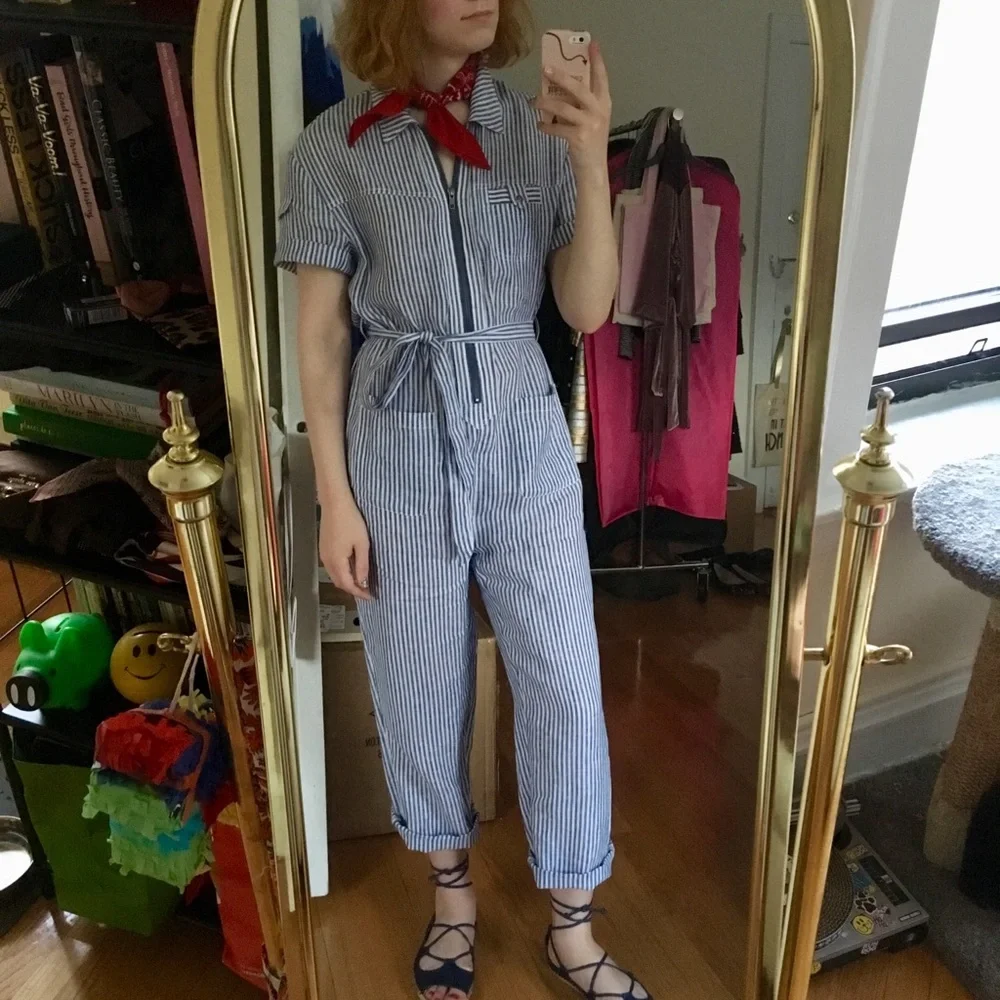 Cartonnier Striped Linen Conductor Boiler Jumpsuit 🚂 - Picture 1 of 6